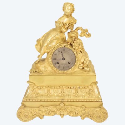 Pendule Charles X à la jeune fille et à l'oiseau – vers 1825