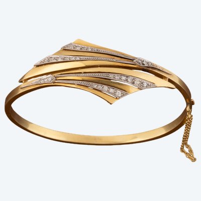 Bracelet Art Nouveau en or 18k et diamants