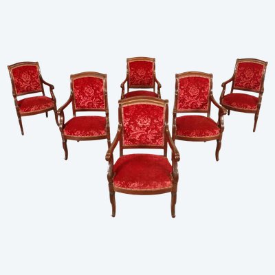 Suite de six fauteuils Restauration en acajou – vers 1815
