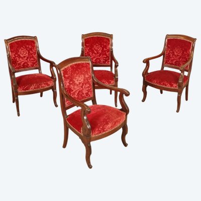 Suite de quatre fauteuils Restauration en acajou – vers 1815