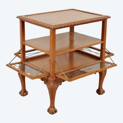 Table desserte Chippendale en acajou sculpté, pieds Claw and Ball