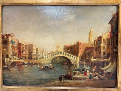 Silvio Fumagalli, The Rialto, oil on panel, signed