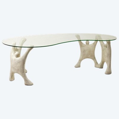 Tavolino da caffè in stile brutalista, scultoreo e dalle forme organiche. Anni '70. LS67671205H