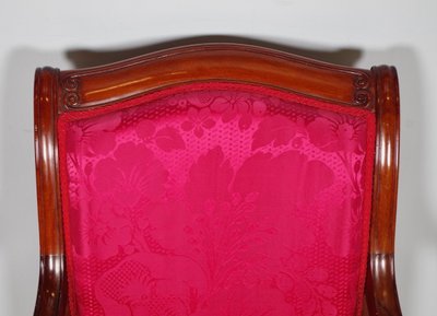Pair of Louis-Philippe armchairs in carved mahogany, circa 1840
