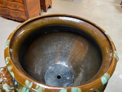 Clément Massier (1844-1917) Paire de sellettes cache-pots