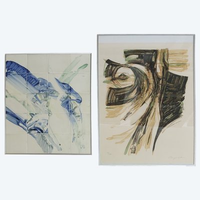 Bengt Olson - (1930 - ..) - 1 Enamel painting and 1 lithograph - 1971