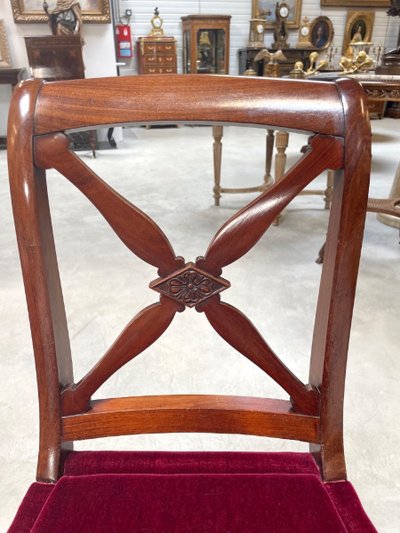 Pair of Restoration style carved mahogany chairs, circa 1815