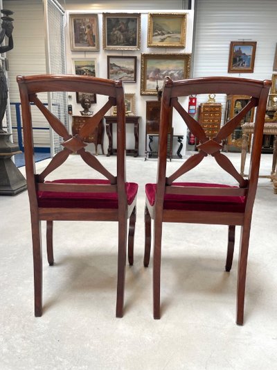 Pair of Restoration style carved mahogany chairs, circa 1815
