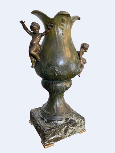 The Wave fireplace set by J.B. Germain in patinated spelter, circa 1880