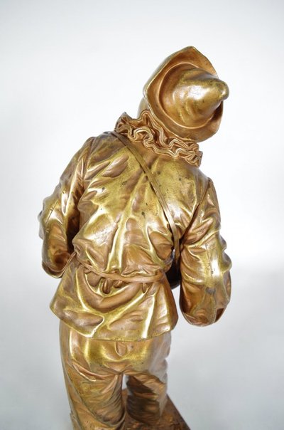 Eutrope Bouret, "By the Light of the Moon", bronze with a golden patina