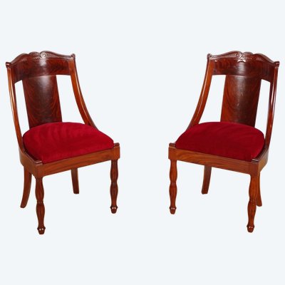 Pair of mahogany gondola chairs, Restoration period, circa 1820