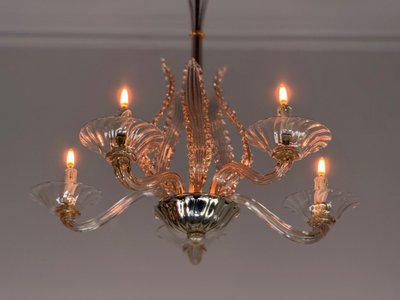 Venetian Murano glass chandelier, 5 light arms, circa 1920