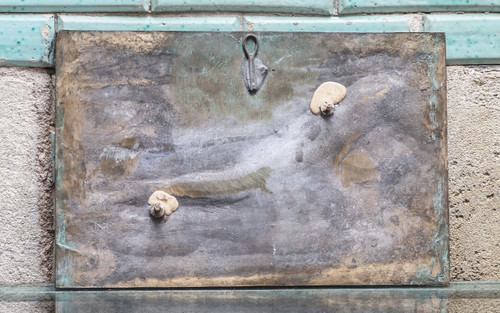 Piastra posteriore di bronzo di donna nuda
