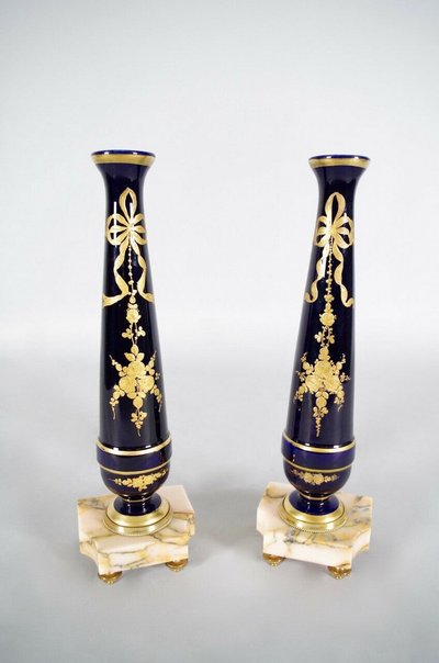 Louis XVI style porcelain and gilt bronze mantelpiece set, circa 1880
