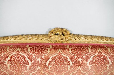Important Louis XVI style giltwood sofa with musical attributes, circa 1880
