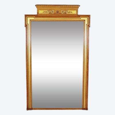 Important miroir Louis XIV en noyer et bois doré, vers 1900