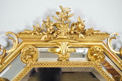 Miroir à parecloses Napoléon III en bois doré, vers 1880