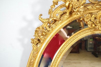 Miroir à parecloses Louis XVI en bois doré, époque Napoléon III
