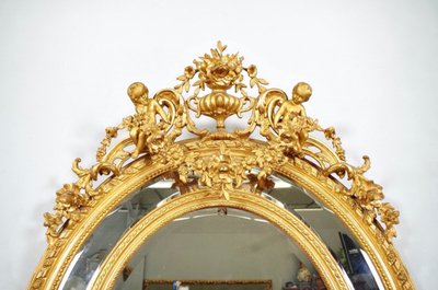 Miroir à parecloses Louis XVI en bois doré, époque Napoléon III