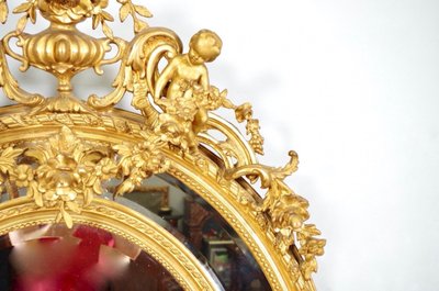 Miroir à parecloses Louis XVI en bois doré, époque Napoléon III
