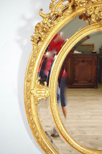 Miroir à parecloses Louis XVI en bois doré, époque Napoléon III