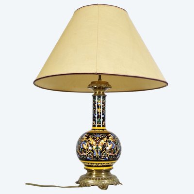 Gien earthenware lamp in the Italian Renaissance style, 20th century