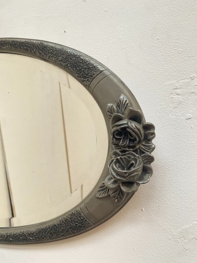 Miroir Mural Art Déco en Etain, Circa 1920, 85cm x 45cm, Excellent Etat