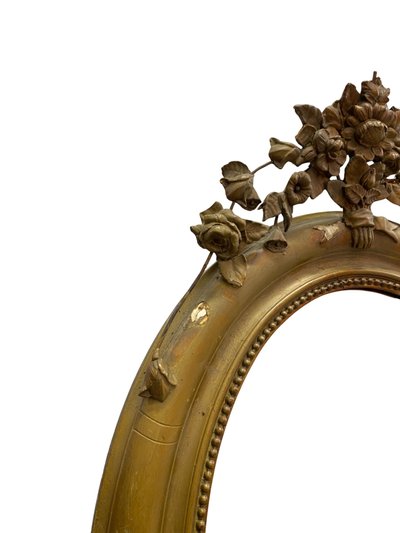 Miroir Mural en Bois Stuqué et Doré, XIXème siècle, 65cm x 95cm