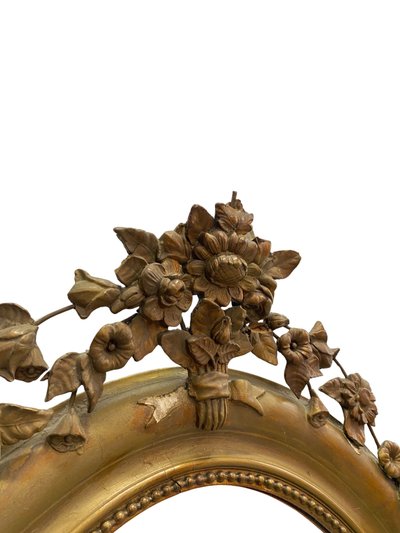 Miroir Mural en Bois Stuqué et Doré, XIXème siècle, 65cm x 95cm