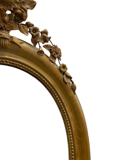 Miroir Mural en Bois Stuqué et Doré, XIXème siècle, 65cm x 95cm