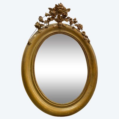 Miroir Mural en Bois Stuqué et Doré, XIXème siècle, 65cm x 95cm