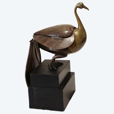 Sculpture oiseau formant boîte en laiton vers 1970