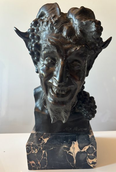 Alix MARQUET (1875-1939). Grande tête de faune en bronze. Signé. Hauteur : 38 cm