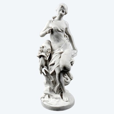 Jugendstil-Skulptur aus Biskuitporzellan, signiert von Edouard Drouot, Porzellan aus Sèvres, Ende des 19. Jahrhunderts