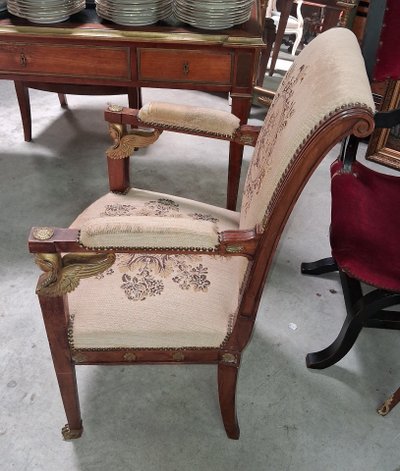 Empire period mahogany armchair with Egyptian heads, early 19th century