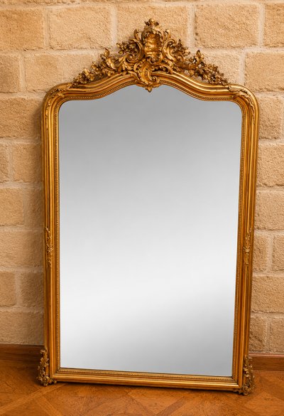 Grand miroir de cheminée de style Louis XV, XIXe siècle