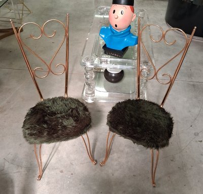 Pair of gilt metal chairs, Maison Jansen style, 1970s