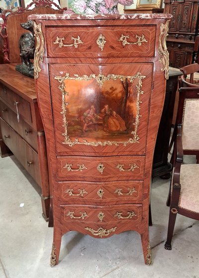Lady's secretary desk, Louis XV Transition style – Rosewood and Violetwood marquetry