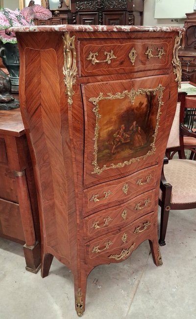 Lady's secretary desk, Louis XV Transition style – Rosewood and Violetwood marquetry