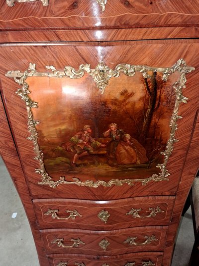Lady's secretary desk, Louis XV Transition style – Rosewood and Violetwood marquetry
