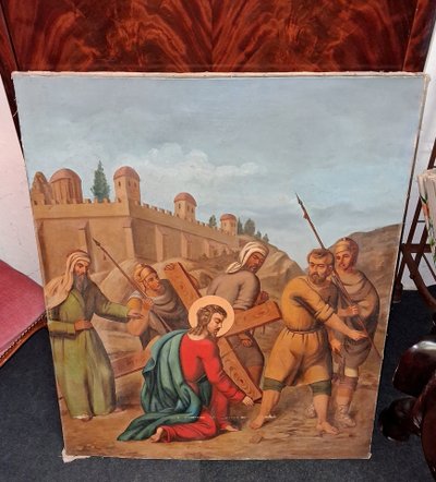 Stations of the Cross – Jesus Falling Under the Cross (Third Station), 19th century