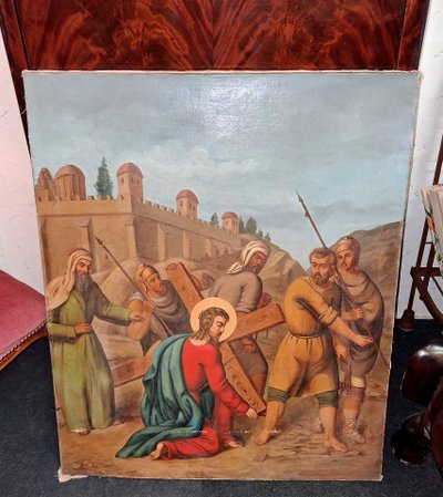 Stations of the Cross – Jesus Falling Under the Cross (Third Station), 19th century
