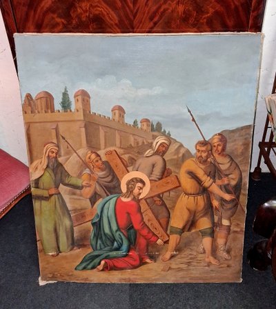 Stations of the Cross – Jesus Falling Under the Cross (Third Station), 19th century