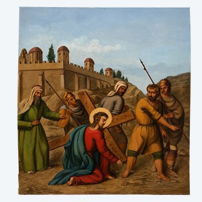 Chemin de Croix – Jésus Tombe Sous la Croix (IIIe Station) époque XIXeme