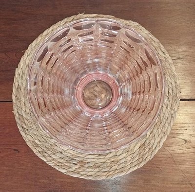Vaso Art Déco a forma di imbuto, centrotavola, ciotola in vetro soffiato e montatura cromata – Circa 1930