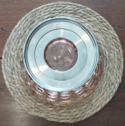 Vaso Art Déco a forma di imbuto, centrotavola, ciotola in vetro soffiato e montatura cromata – Circa 1930