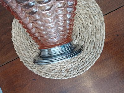 Vaso Art Déco a forma di imbuto, centrotavola, ciotola in vetro soffiato e montatura cromata – Circa 1930