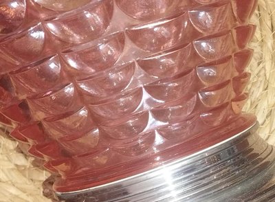 Vaso Art Déco a forma di imbuto, centrotavola, ciotola in vetro soffiato e montatura cromata – Circa 1930