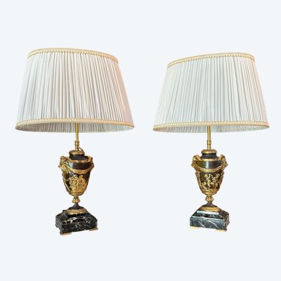 PAIR OF NAPOLEON III LAMPS IN THE STYLE OF CLAUDION