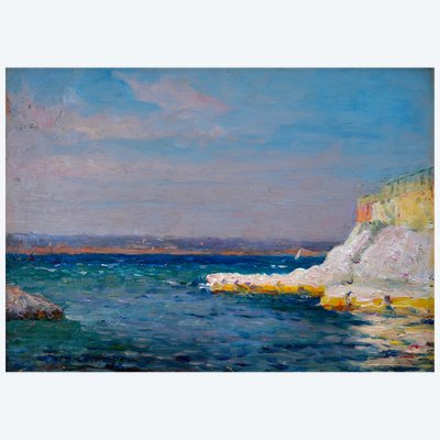 CREMIEUX Edouard (1856-1944)  " Corniche à Marseille " Provence Juadica